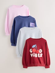 Blue/Grey Slogan Sweatshirts 4 Pack (3-16yrs) - Image 5 of 12