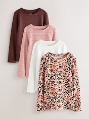 Animal Long Sleeve Ribbed T-Shirts 4 Pack (3-16yrs) - Image 1 of 8