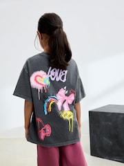 Charcoal Graffiti Oversized Graphic Print T-Shirt (3-16yrs) - Image 1 of 8