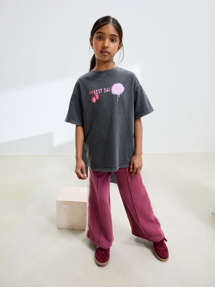Charcoal Graffiti Oversized Graphic Print T-Shirt (3-16yrs) - Image 2 of 8