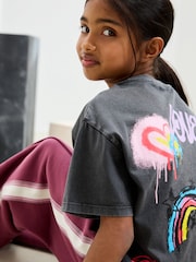 Charcoal Graffiti Oversized Graphic Print T-Shirt (3-16yrs) - Image 3 of 8