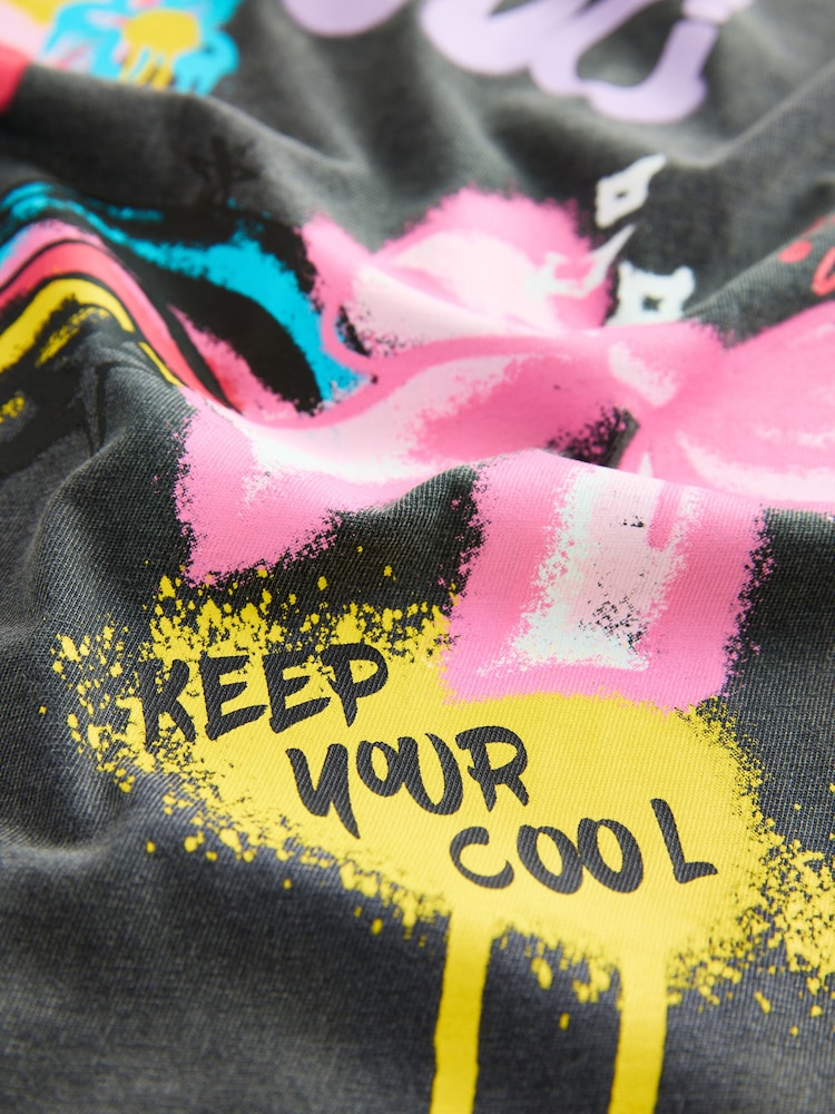 Charcoal Graffiti Oversized Graphic Print T-Shirt (3-16yrs) - Image 8 of 8