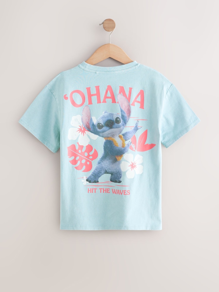 Light Blue Oversized 100% Cotton Disney Lilo and Stitch License T-Shirt (3-16yrs) - Image 1 of 4