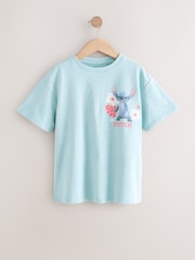 Light Blue Oversized 100% Cotton Disney Lilo and Stitch License T-Shirt (3-16yrs) - Image 2 of 4