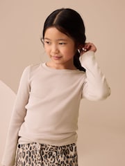 Neutral Long Sleeve Ribbed Top (3-16yrs) - Image 1 of 3