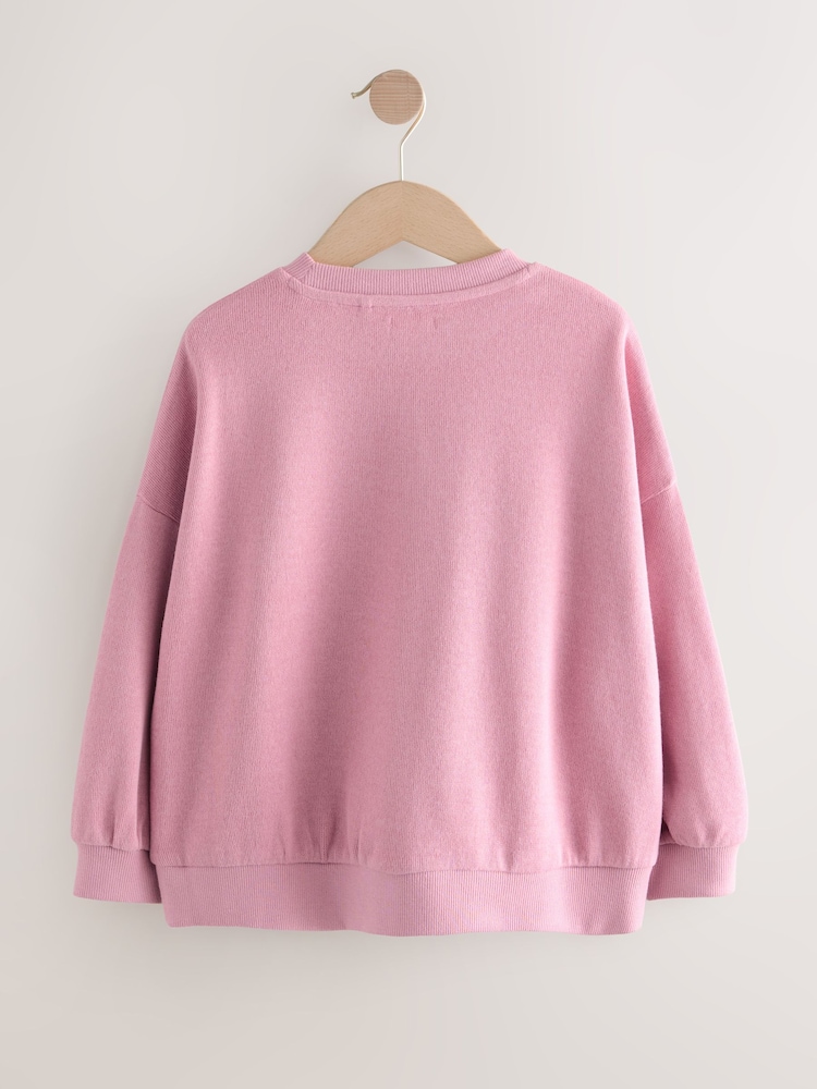 Pink - Gemütliches, geripptes Oversize-Sweatshirt (3 – 16 Jahre) - Bild 2 von 4
