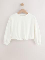 White Boxy Bubble Hem Sweatshirt (3-16yrs) - Image 1 of 4