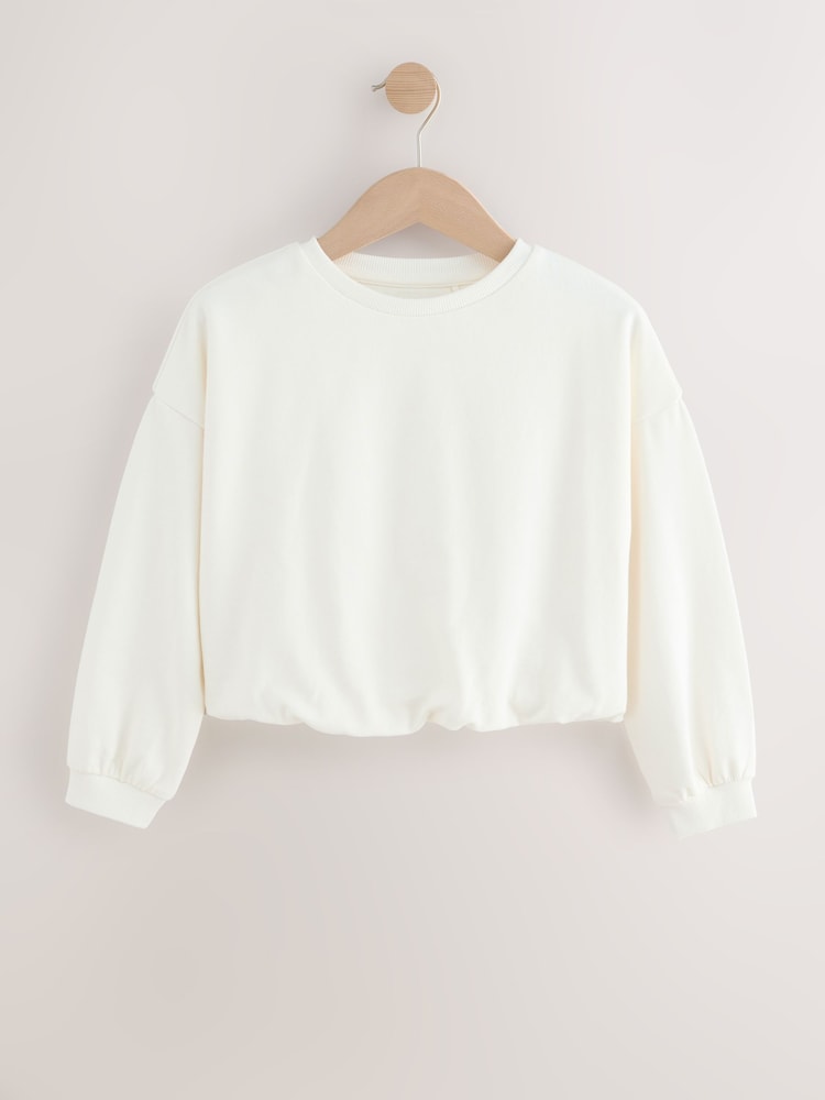 White Boxy Bubble Hem Sweatshirt (3-16yrs) - Image 1 of 4