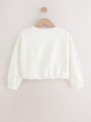 White Boxy Bubble Hem Sweatshirt (3-16yrs) - Image 2 of 4