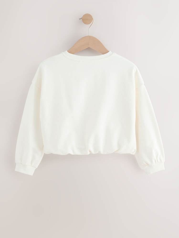 White Boxy Bubble Hem Sweatshirt (3-16yrs) - Image 2 of 4