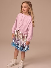 Pink Long Sleeve Sequin Skirt Dress (3-12yrs) - Image 2 of 8