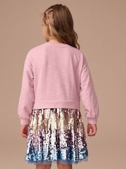 Pink Long Sleeve Sequin Skirt Dress (3-12yrs) - Image 3 of 8