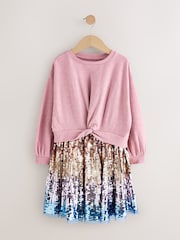 Pink Long Sleeve Sequin Skirt Dress (3-12yrs) - Image 5 of 8