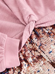 Pink Long Sleeve Sequin Skirt Dress (3-12yrs) - Image 8 of 8