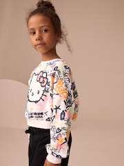White Graffiti Hello Kitty License Long Sleeve Top (3-16yrs) - Image 2 of 8