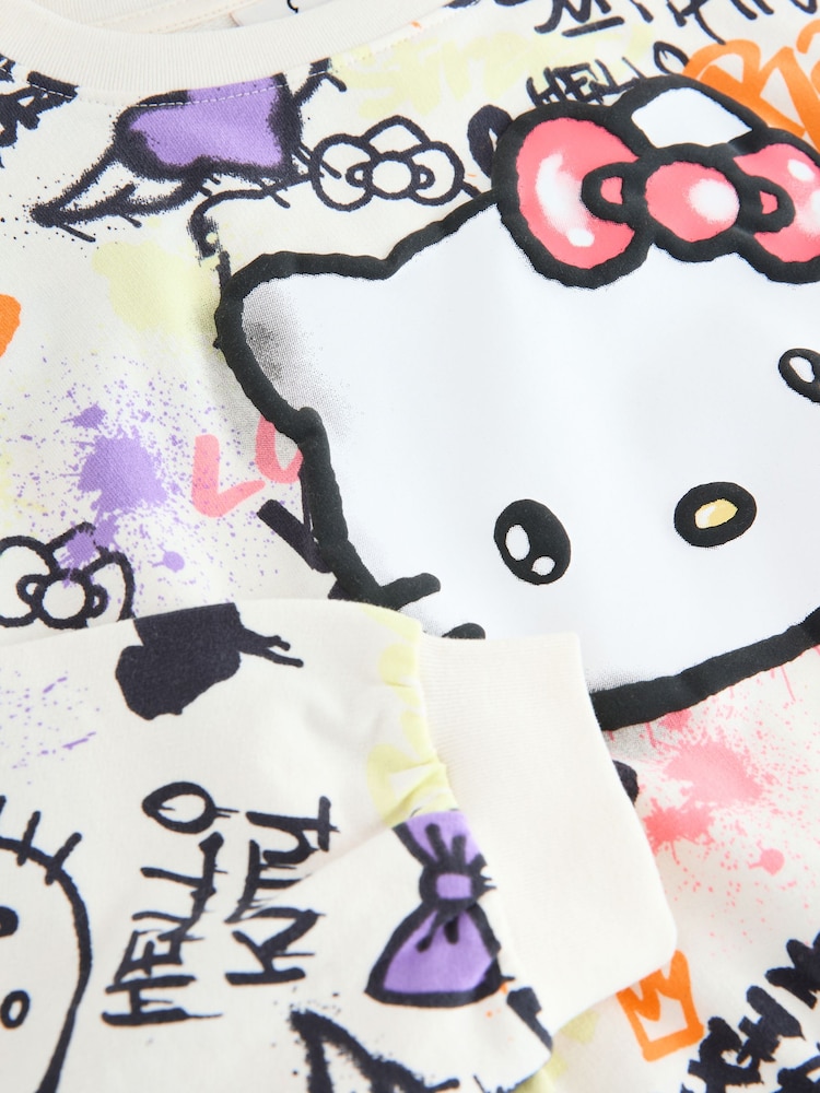 White Graffiti Hello Kitty License Long Sleeve Top (3-16yrs) - Image 8 of 8