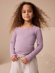 Lilac Purple Long Sleeve Ribbed Top (3-16yrs) - Image 1 of 8