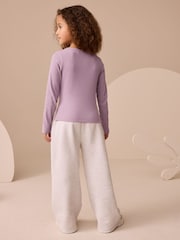 Lilac Purple Long Sleeve Ribbed Top (3-16yrs) - Image 3 of 8
