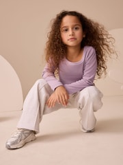 Lilac Purple Long Sleeve Ribbed Top (3-16yrs) - Image 4 of 8