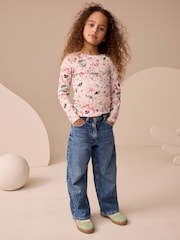 Pink Floral Print Long Sleeve Ribbed T-Shirts 4 Pack (3-16yrs) - Image 11 of 11