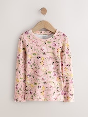 Pink Floral Print Long Sleeve Ribbed T-Shirts 4 Pack (3-16yrs) - Image 4 of 11