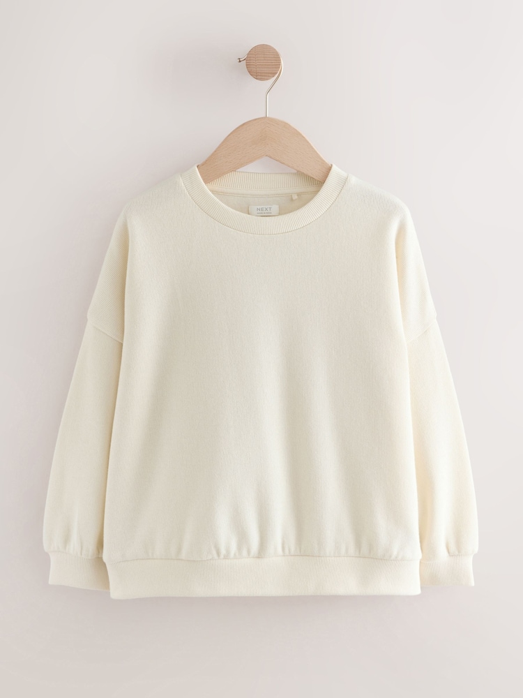 White Oversized Cosy Rib Sweatshirt (3-16yrs) - Image 1 of 4