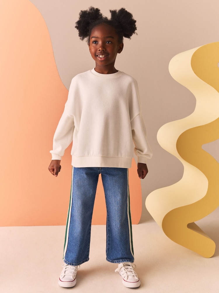 White Oversized Cosy Rib Sweatshirt (3-16yrs) - Image 2 of 8 White Oversized Cosy Rib Sweatshirt (3-16yrs) - Image 2 of 8