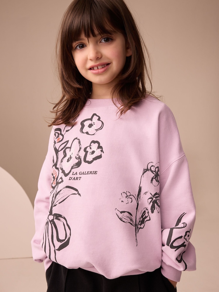 Rosa geblümt - Print Long Sleeve Top (3-16yrs) - Bild 1 von 9