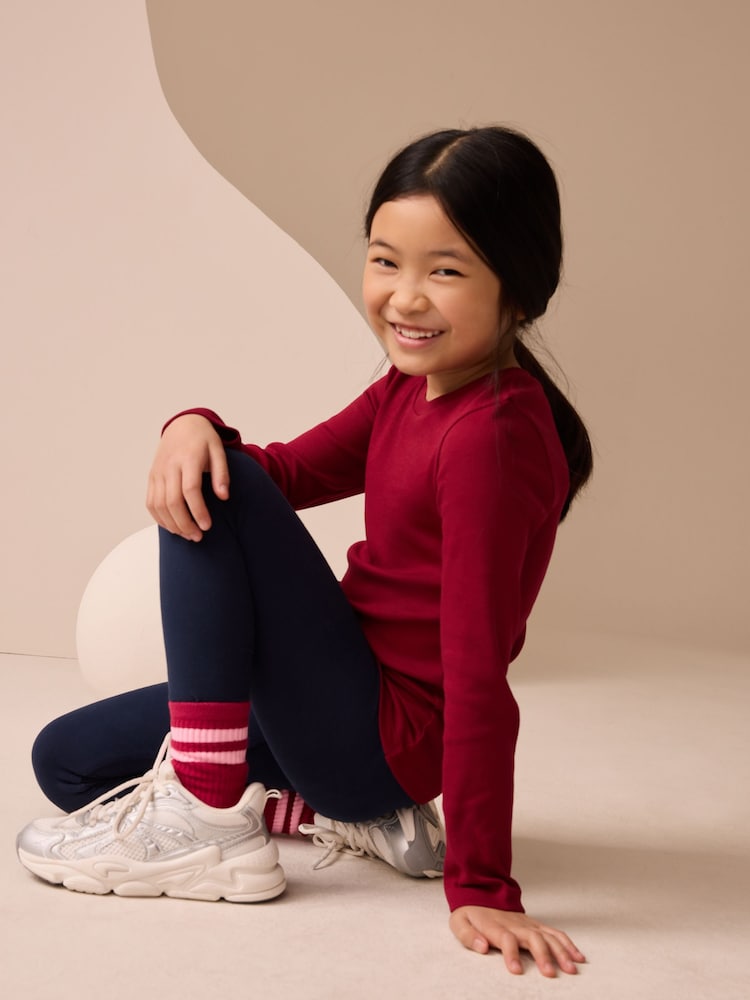 Berry Red Long Sleeve Ribbed Top (3-16yrs) - Image 1 of 7
