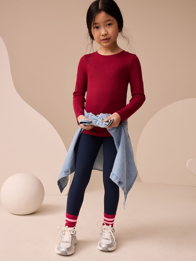 Berry Red Long Sleeve Ribbed Top (3-16yrs) - Image 2 of 7