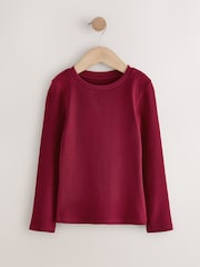 Berry Red Long Sleeve Ribbed Top (3-16yrs) - Image 4 of 7