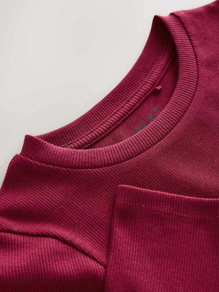 Berry Red Long Sleeve Ribbed Top (3-16yrs) - Image 7 of 7