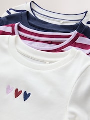 Burgundy/Ecru Long Sleeve Ribbed T-Shirts 4 Pack (3-16yrs) - Image 10 of 11