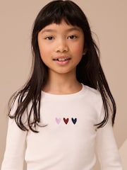 Burgundy/Ecru Long Sleeve Ribbed T-Shirts 4 Pack (3-16yrs) - Image 2 of 11