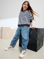 Blue/Brown Stripe Oversized Cosy Rib Sweatshirt (3-16yrs) - Image 2 of 4