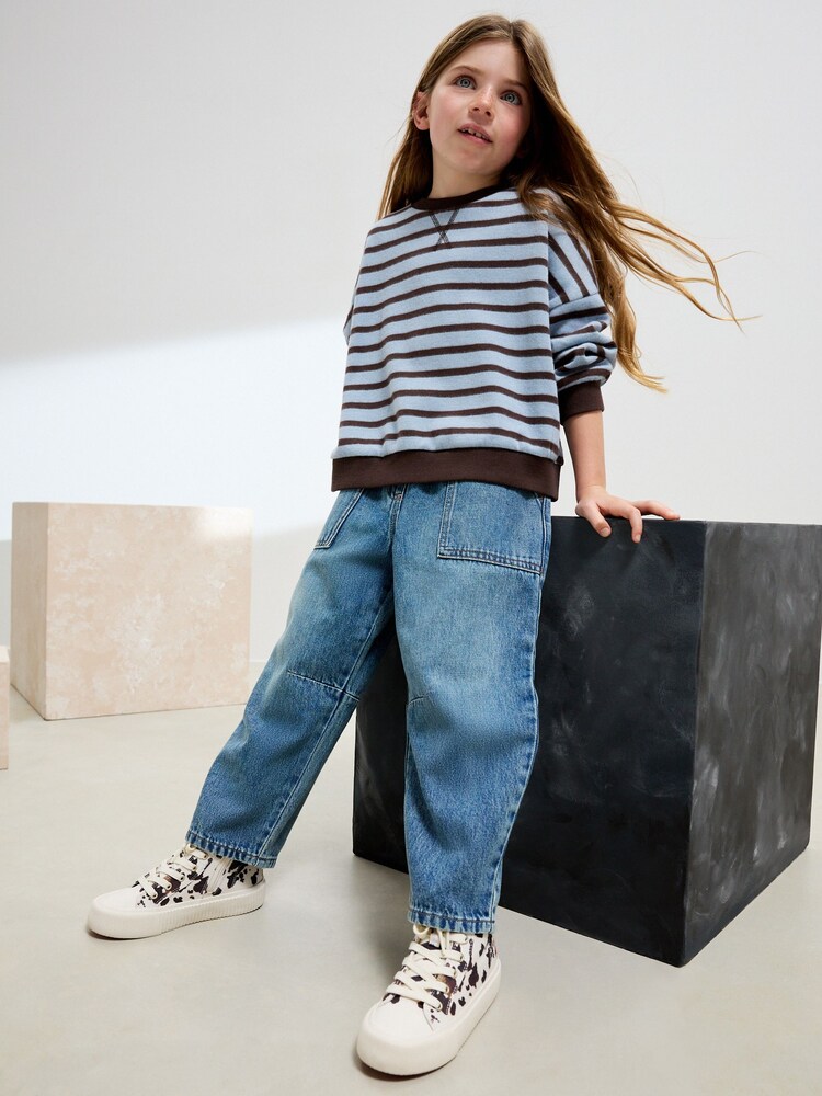 Blue/Brown Stripe Oversized Cosy Rib Sweatshirt (3-16yrs) - Image 2 of 4