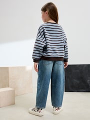Blue/Brown Stripe Oversized Cosy Rib Sweatshirt (3-16yrs) - Image 3 of 4