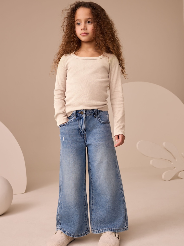 Oatmeal Long Sleeve Scoop Neck Rib T-Shirt (3-16yrs) - Image 2 of 7