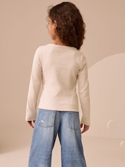 Oatmeal Long Sleeve Scoop Neck Rib T-Shirt (3-16yrs) - Image 3 of 7