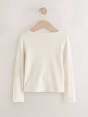 Oatmeal Long Sleeve Scoop Neck Rib T-Shirt (3-16yrs) - Image 5 of 7