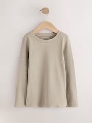 Neutral Ribbed Long Sleeve Tops 5 Pack (3-16yrs) - Image 2 of 9
