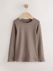 Neutral Ribbed Long Sleeve Tops 5 Pack (3-16yrs) - Image 6 of 9