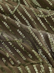 Green Khaki Sequin Fringed V-Neck Camisole - Image 7 of 8