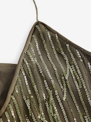 Green Khaki Sequin Fringed V-Neck Camisole - Image 8 of 8