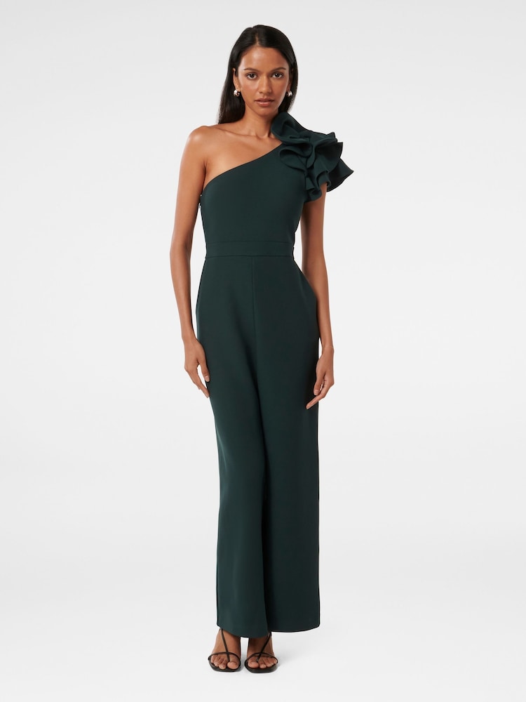 Forever New Green Petite Celeste One Shoulder Ruffle Jumpsuit - Image 1 of 4