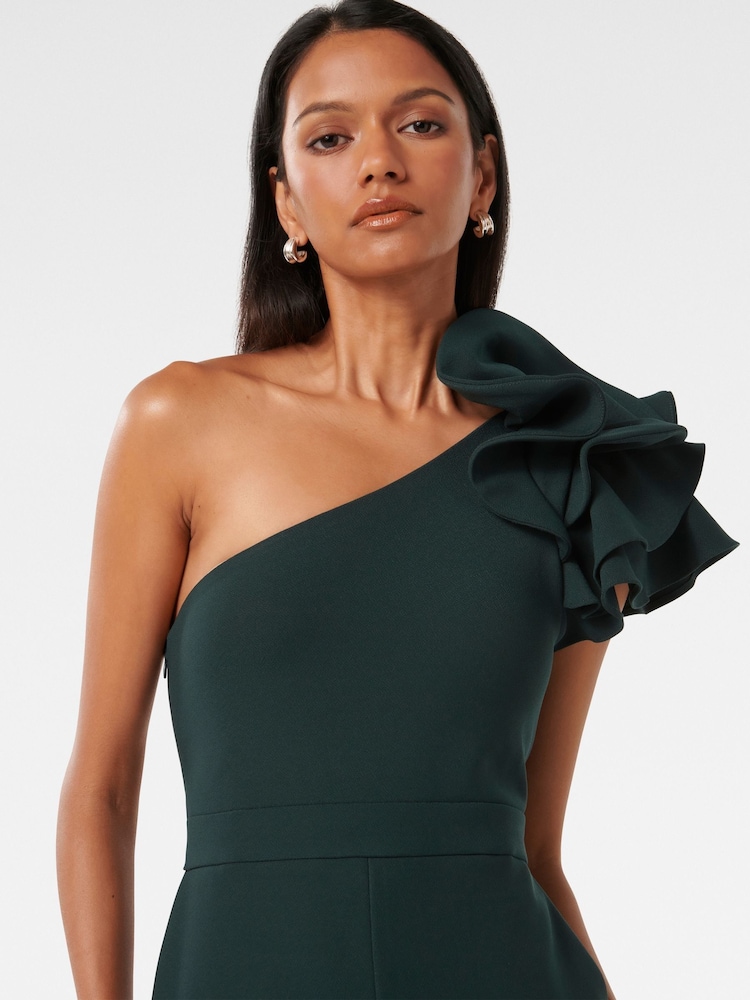 Forever New Green Petite Celeste One Shoulder Ruffle Jumpsuit - Image 4 of 4