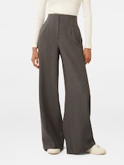 Forever New Grey Freya Petite High Waist Wide Leg Trousers - Image 1 of 5