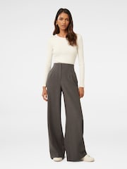 Forever New Grey Freya Petite High Waist Wide Leg Trousers - Image 5 of 5
