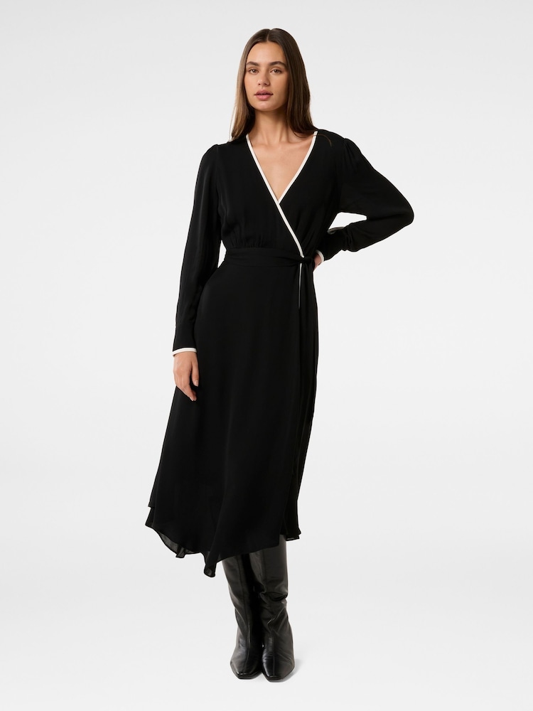 Forever New Black Amélie Contrast Midi Dress - Image 1 of 4