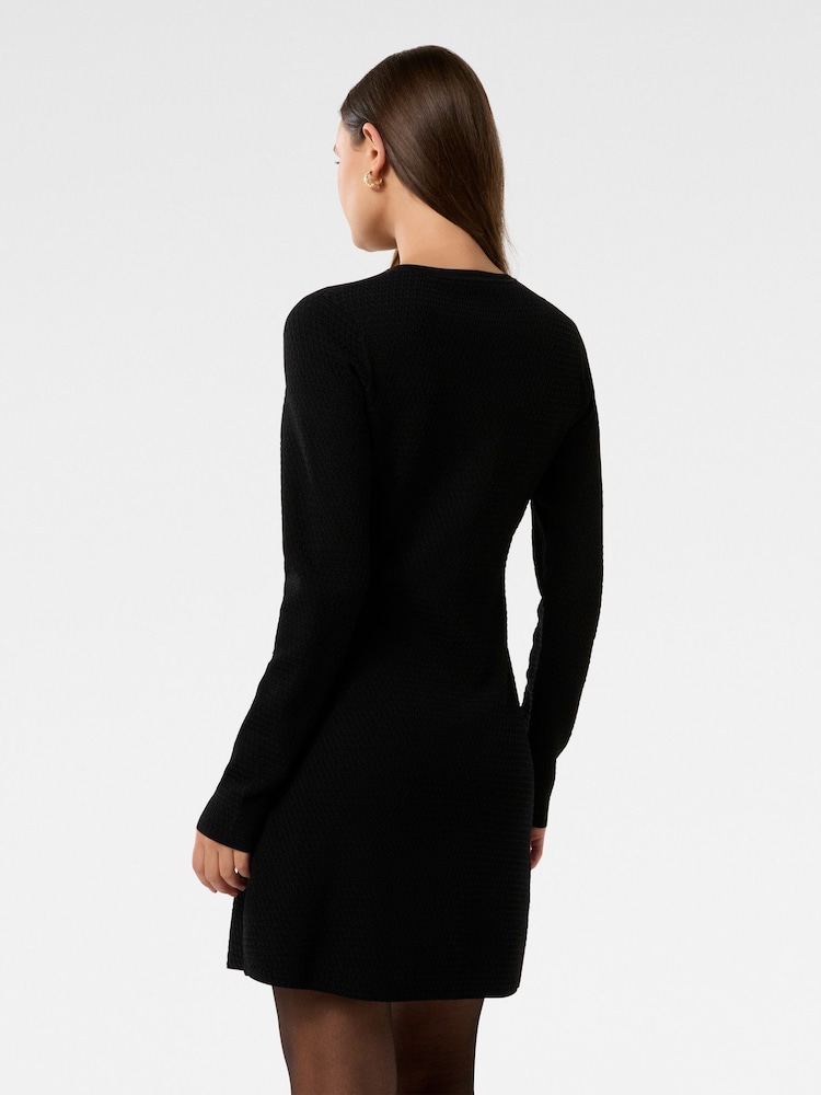 Forever New Black Dani Long Sleeves Zip Detail Mini Dress - Image 2 of 5